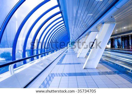 futuristic corridor in airport