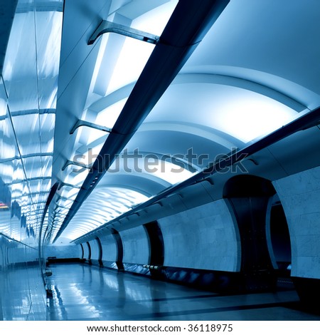 beautiful interior of futuristic corridor in airport