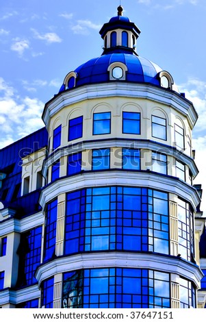 facade of modern bank building over blue sky