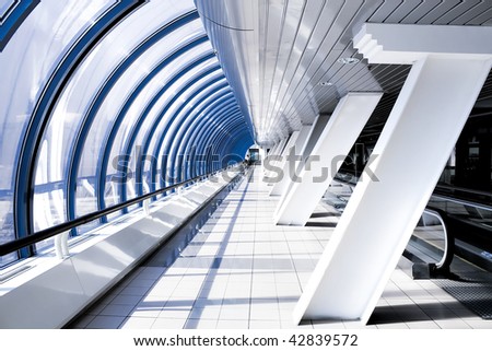 futuristic corridor in airport