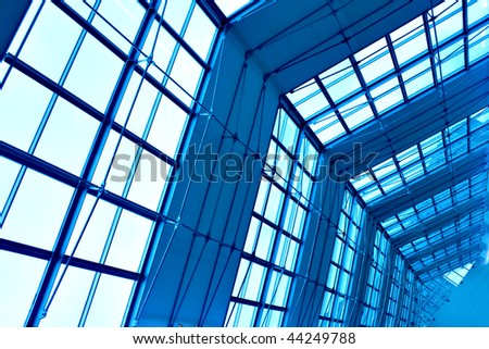 blue ceiling in airport