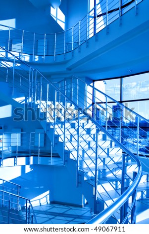 Blue stair in modern office centre