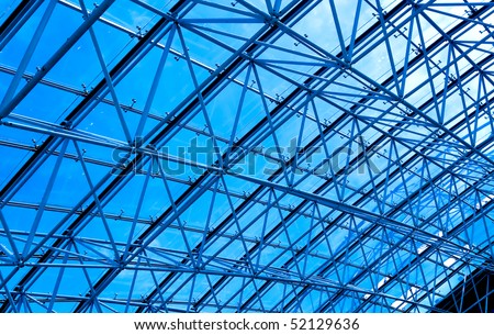transparent contemporary blue ceiling inside shopping mall