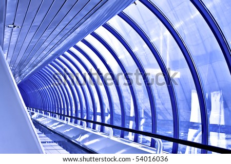cool glass corridor in airport