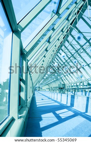 glass corridor in airport