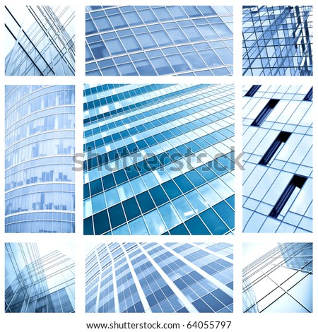 stock photo contemporary collage of blue glass architectural buildings