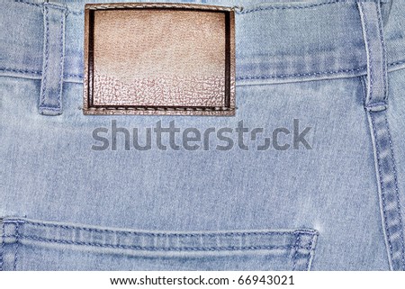 shabby jeans pocket and brown blank leather label