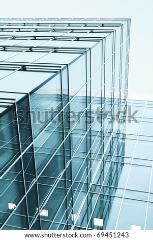transparent glass wall with blank placard of skyscraper