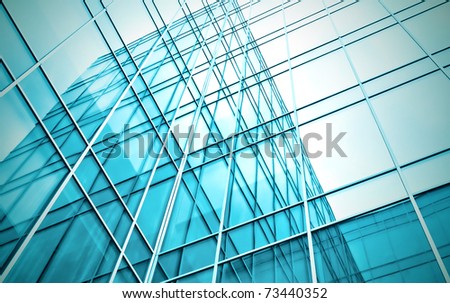 vivid blue windows texture of high tech modern building