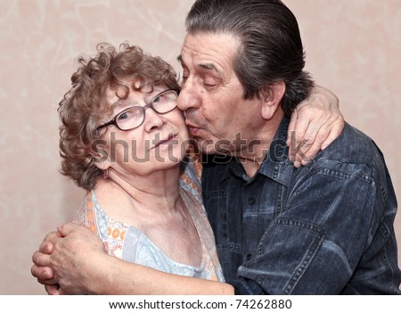 actual gladness of elderly people hugging