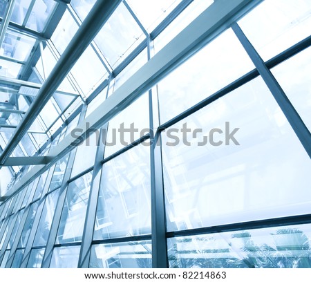 futuristic architecture inside contemporary business hallway, airport structure