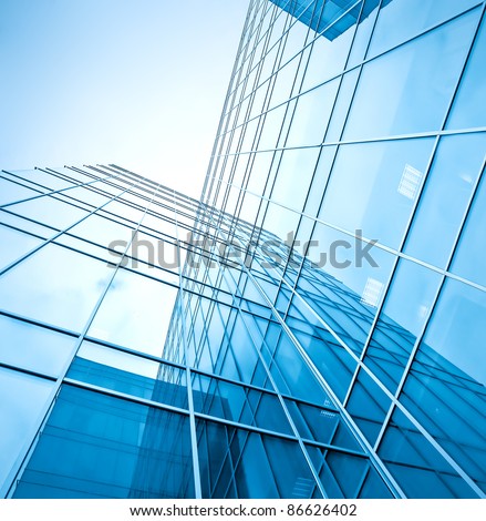 perfect blue glass high-rise corporate building