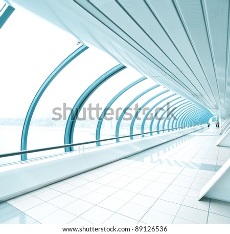spacious corridor in contemporary airport walkway