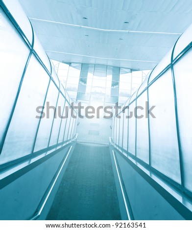 contemporary airport corridor in blue colors