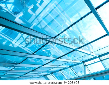 futuristic architecture inside contemporary business hallway, airport structure