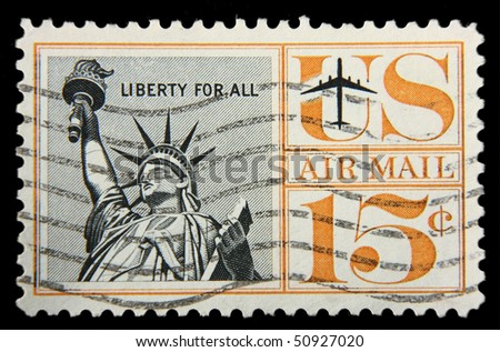 UNITED STATES - CIRCA 1959: depicting the statue of liberty, in-scripted \