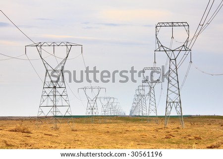 Power lines and towers in eastern Washington