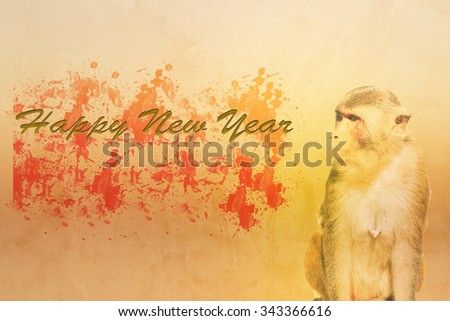 Happy new year, with the image of Monkey