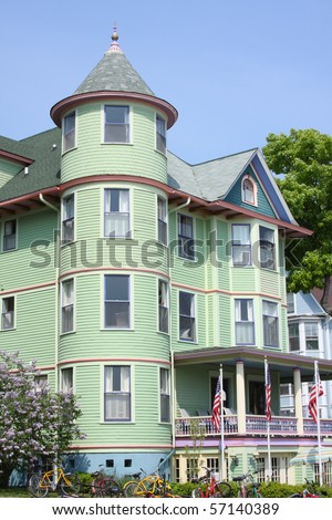 Victorian Era architecture.  Hotel or Bed and Breakfast.