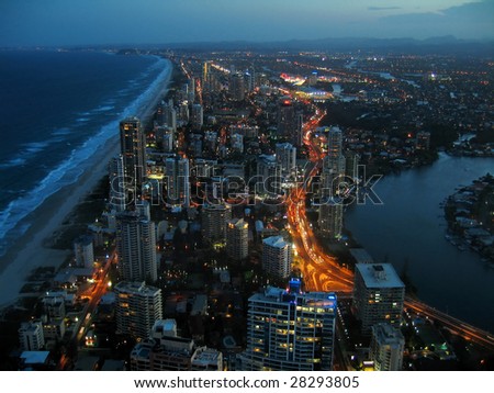 gold coast australia. View of Gold Coast skyline