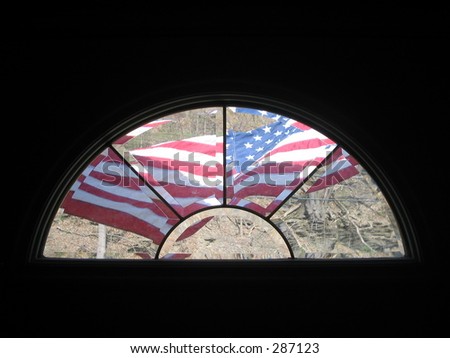 American Flag Outside a Window