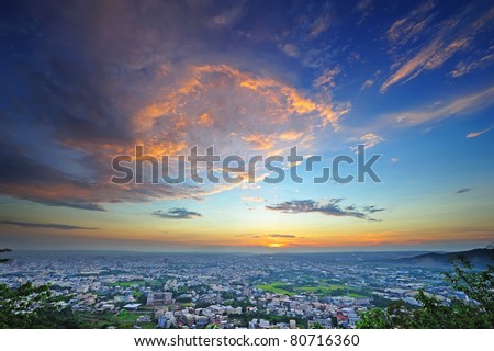 Sunset of my country , view from mountain.