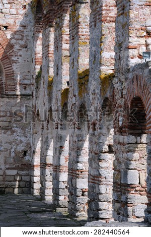 Interior of ancient St.Sofia church of the 5th century in the Old Town of Nesebar in Bulgaria