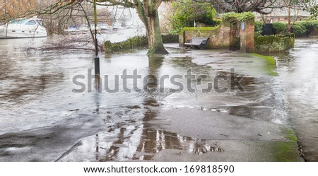 River Avon major flood UK 2014 - Christchurch in Dorset UK