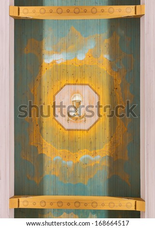 ROVANIEMI, FINLAND - CIRCA JUNE 2012: Holy Chalice painted on the ceiling of Rovaniemi Church in Finnish Lapland.