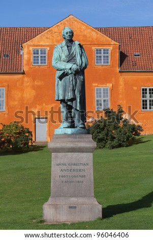 The sculpture of the great storyteller Hans Christian Andersen in Odense. Denmark