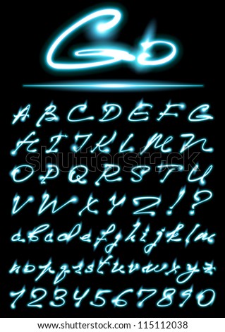 vector glowing transparent Alphabet uppercase and lowercase letters digits vector glowing transparent Alphabet uppercase and lowercase letters digits