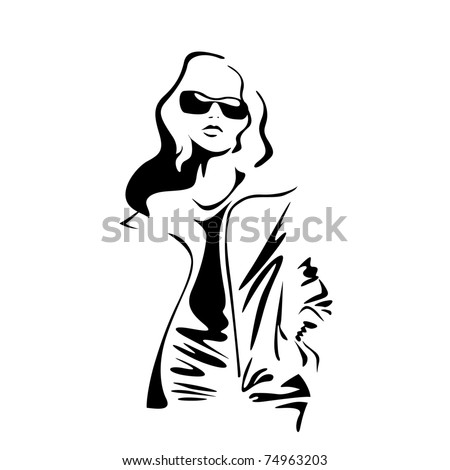 Casual Young Woman Silhouette, Vector - 74963203 : Shutterstock