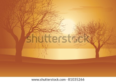 sunset vector landscape