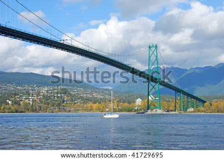 Hanging bridge across the strait at Vancouver, British Columbia, Canada, North America
