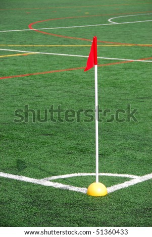 Corner post with flag in a football (soccer) court at Vancouver, British Columbia, Canada, North America