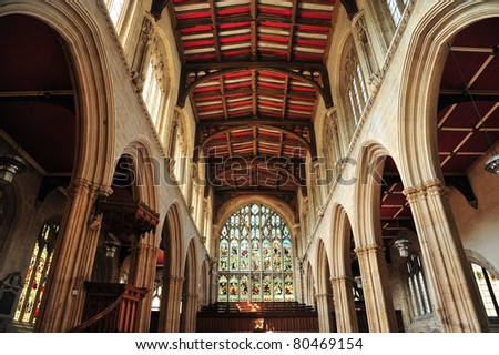 Interior of an old church in Oxford, England