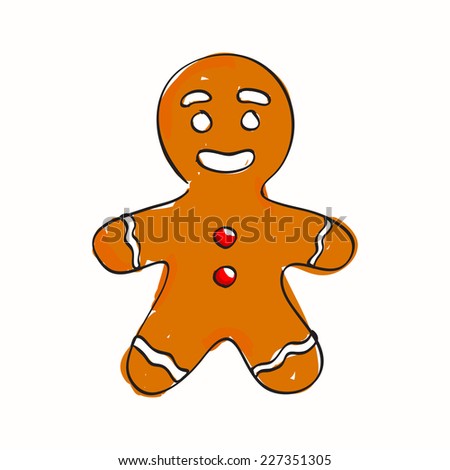 Hand Drawn Christmas Cookie On White Stock Vector Illustration