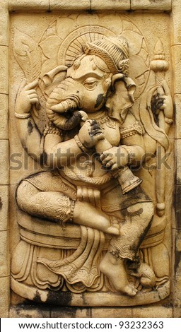Ganesh hindu god made from Stone carving