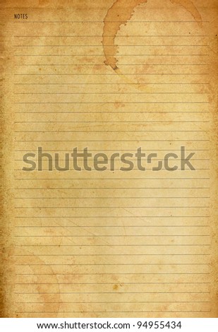 Coffee stained on old notes paper background