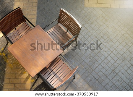 leisure corner with wood chairs and table