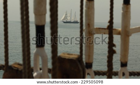 Regatta of ancient sailing ships