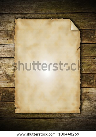 Blank vintage paper on wooden planks