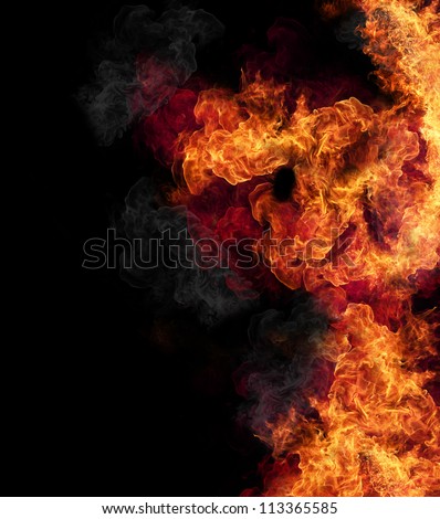 Fire flames, isolated on black background