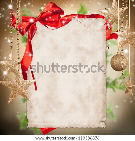 Christmas celebration theme with blank paper for text