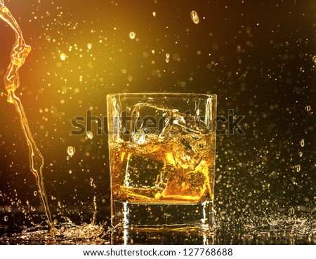 Whiskey splashing around glass