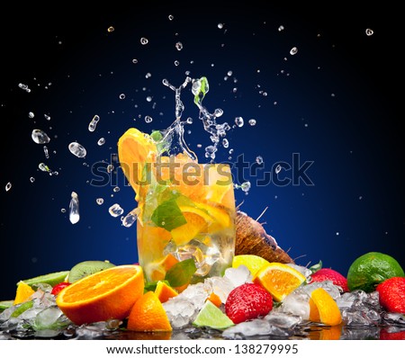 Fresh Mojito Drink With Ice And Fruit