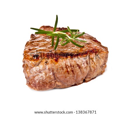 Delicious beef steak isolated on white background