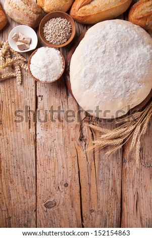 Various traditional ingredients for preparation of cooking of bread