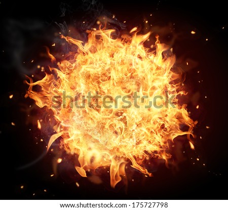 Fire ball isolated on black background