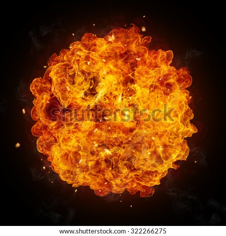Hot fires flames in rounded shape, isolated on black background